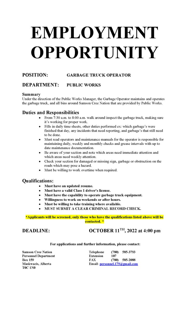 SamsonCree's tweet photo. @SamsonCree Job Opportunities: MCTC Program Coordinator position. https://t.co/gV6kRYG5hE