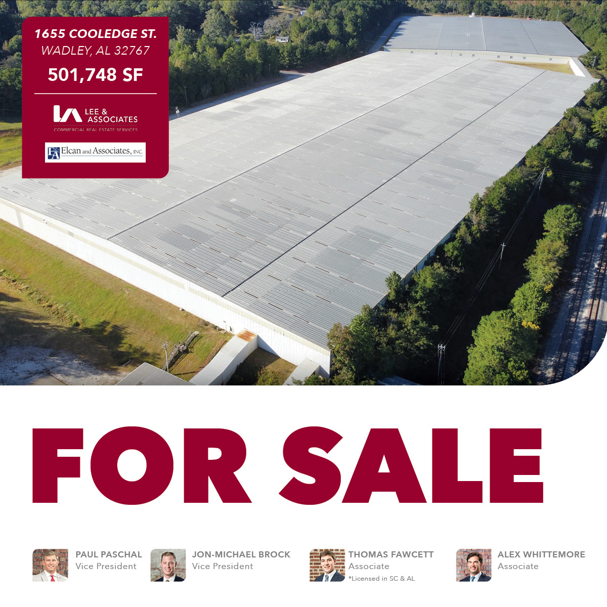 LeeCharleston's tweet photo. NEW LISTING

1655 Cooledge Street – Wadley, AL
501,748 SF Warehouse
For Sale https://t.co/3ytkckKXVC