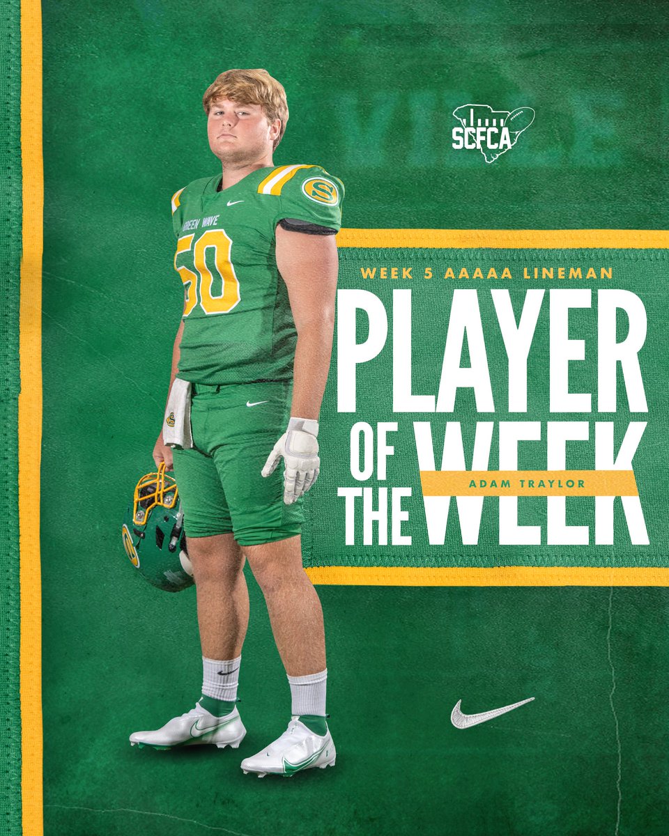 SummervilleFB's tweet photo. Big honor for the big man! @adamtraylor05 has been named the Week 5, AAAAA Lineman of the Week! 

@OvalSAthletics | @SCFCA1 https://t.co/djThG1FD3d