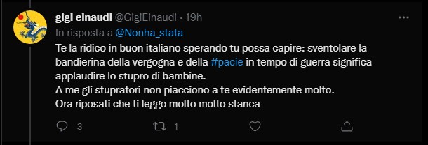 mpnamp_lp's tweet photo. Cmnq veramente,qualcuno li deve fermare questi.
A parte la #pacie che non si sa bene cosa sia?
Sto cerebrolesso sta dicendo ad una donna che plaude agli stupri e che anzi gli piacciono molto.
Perchè essere per la pace non per la guerra è vergogna... Io boh... Non ho parole. https://t.co/tqDwv6JBfJ
