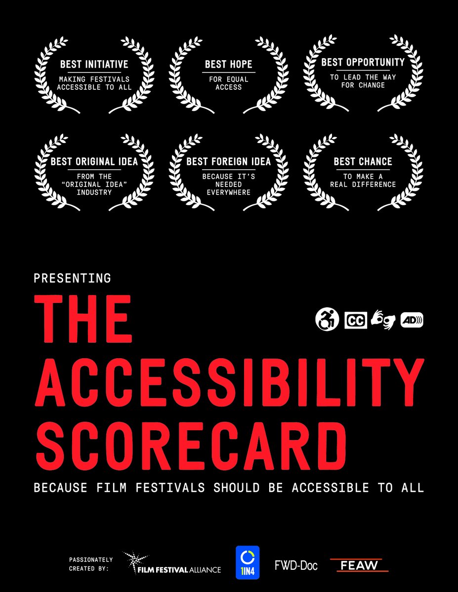 FwdDoc's tweet image. As you attend #FilmFestivals + industry events, please complete an #AccessibilityScorecard (also asking nondisabled filmmakers/attendees to engage): fwd-doc.org/film-event-acc…. It takes 15min &amp;amp; will help events identify ways to improve accessibility.
