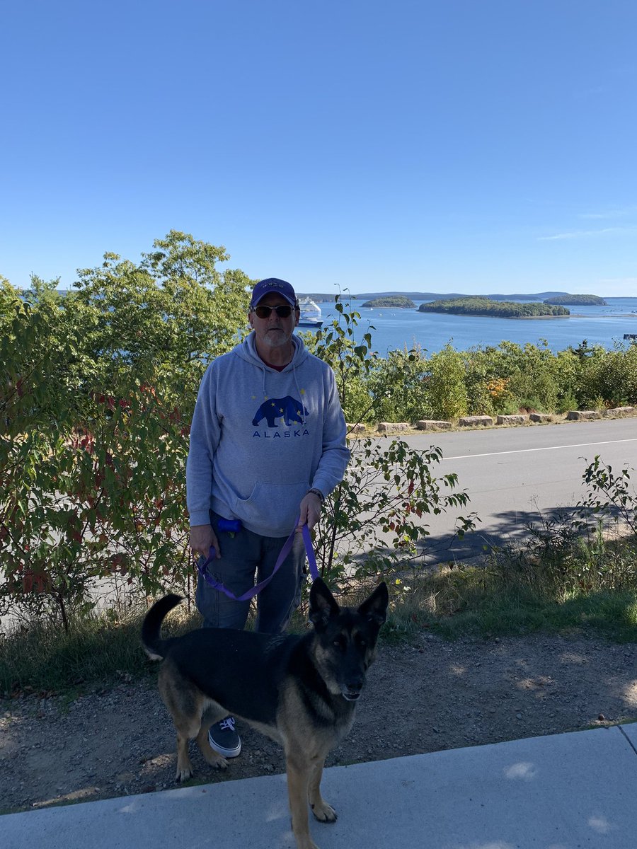 Made it to Acadia National Park.  Overlooking the bay before we went into Bar Harbor. #gsd #GermanShepherd #AcadiaNP