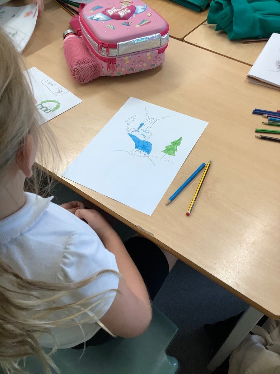 Sketching club were creating nature scenes - waterfalls from hill sides. #geographyinart #sketchingtalents #enrichmentclub