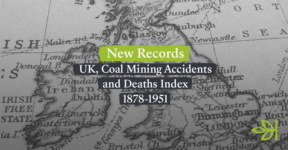 New to Ancestry® this week is the UK, Coal Mining Accidents and Deaths Index, 1878-1951 collection.

This collection documents the hazards of working in the coal mining industry during the late 19th &amp; early 20th centuries.

Explore here: bit.ly/3rolwll