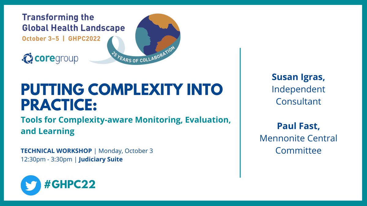 COREGroupDC's tweet photo. In session at #GHPC22, a technical workshop on tools for complexity-aware Monitoring, Evaluation and Learning.
@mccpeace

#GHPC222 #MEAL #TransformGlobalHealth https://t.co/R88CJa8lIp