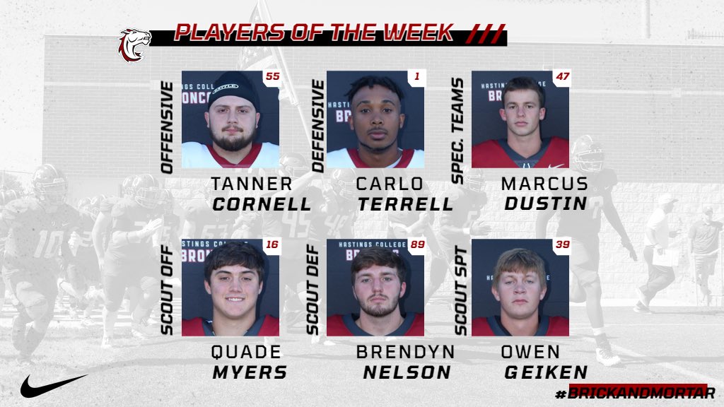 HCBroncoFB's tweet photo. Congrats to our players of the week! #BrickandMortar https://t.co/4uyxoyPbD4