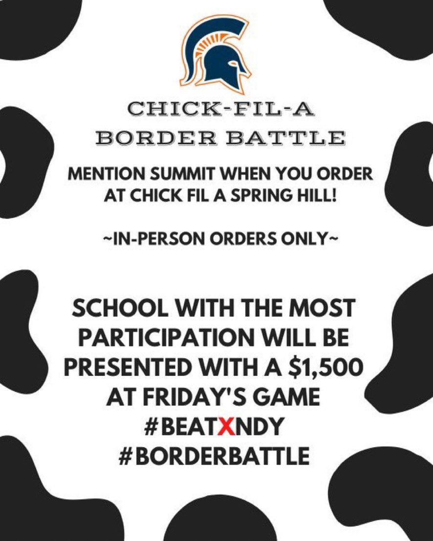 SummitSquad's tweet photo. It’s ❌ndy week. Stop by Chick-Fil-A and mention Summit. This won’t be the only thing we beat them in… https://t.co/qc4R6UrMFH