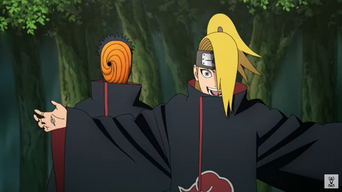 baby snail going crazy right now seeing their childhood crush mamsir deidara getting his one second fame in the  Naruto 20th anniversary reanimated 