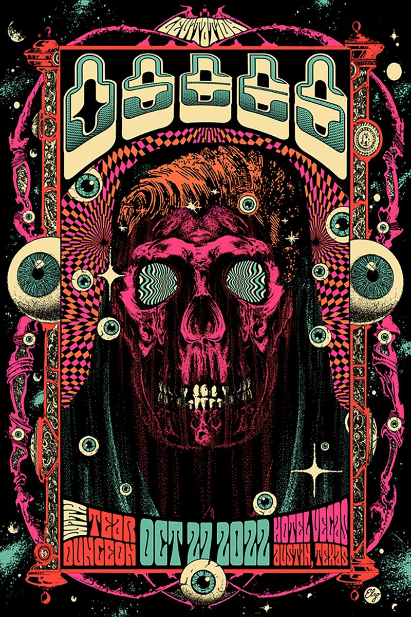 LEVITATION's tweet photo. Happy birthday to John Dwyer, our patron saint of skull crushing psych punk! OSEES kick off a 4 night residency at @HotelVegasATX. 

Poster by @ElzoDurt available at the show! The first 3 nights are sold out, but you can grab tix to 10/30 while they last: https://t.co/6EdZ1wjbwv https://t.co/IJ6naNlbhZ