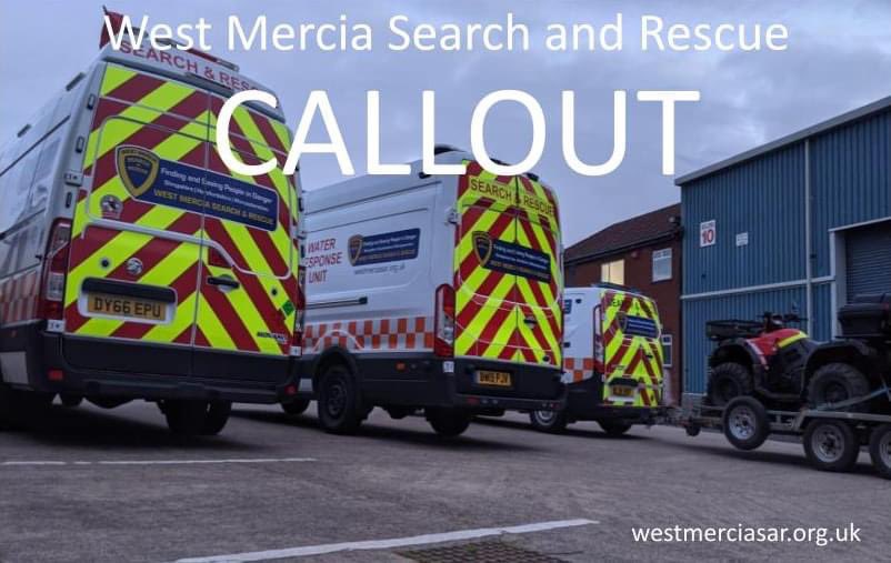 WestMerciaSAR's tweet photo. C A L L O U T

Specialist land search teams are en route to the #Telford area to support @WMerciaPolice in the search for a higly vulnerable missing person. https://t.co/YvSRjkEiIF