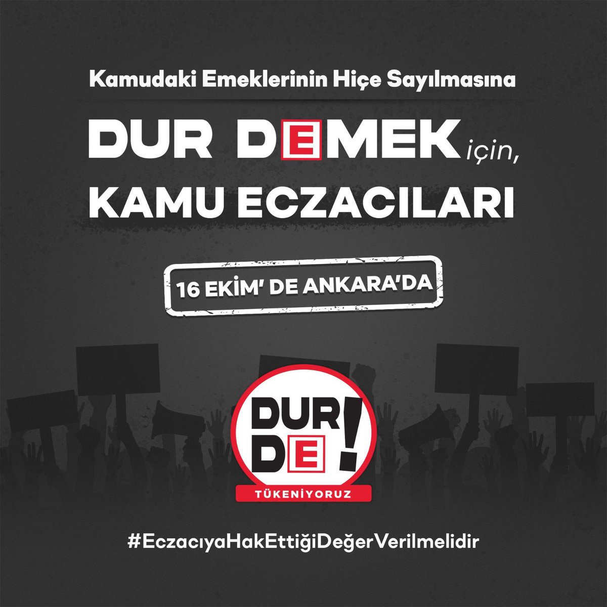 16 Ekim Pazar Günü 
#BüyükEczacıMitingi'nde,
Mesleğimizin Yok Sayılmasına Dur Demek için ANKARA'dayız.
#EczacıyaHakEttiğiDeğerVerilmelidir.   Emekli kamu Eczacıları ve çalışan tüm kamu Eczacıları adına da Ankaradayız..