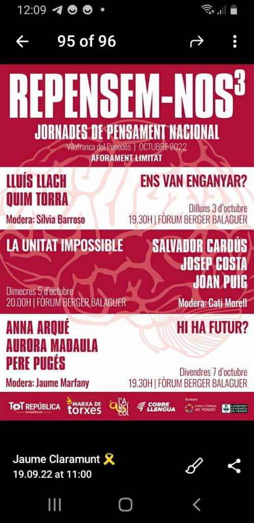 anna_arque's tweet photo. Els amics de la mítica Marxa de Torxes de Vilafranca m’han convidat a expressar el meu punt de vista el dia 7 oct, merci!

Veniu perquè s’escolti la veu plural dels qui no estem d’acord en com s’han fet, i es fan, les coses per encarar un futur d’èxit independentista #1oct #HiSom https://t.co/tVYDL0pNsh