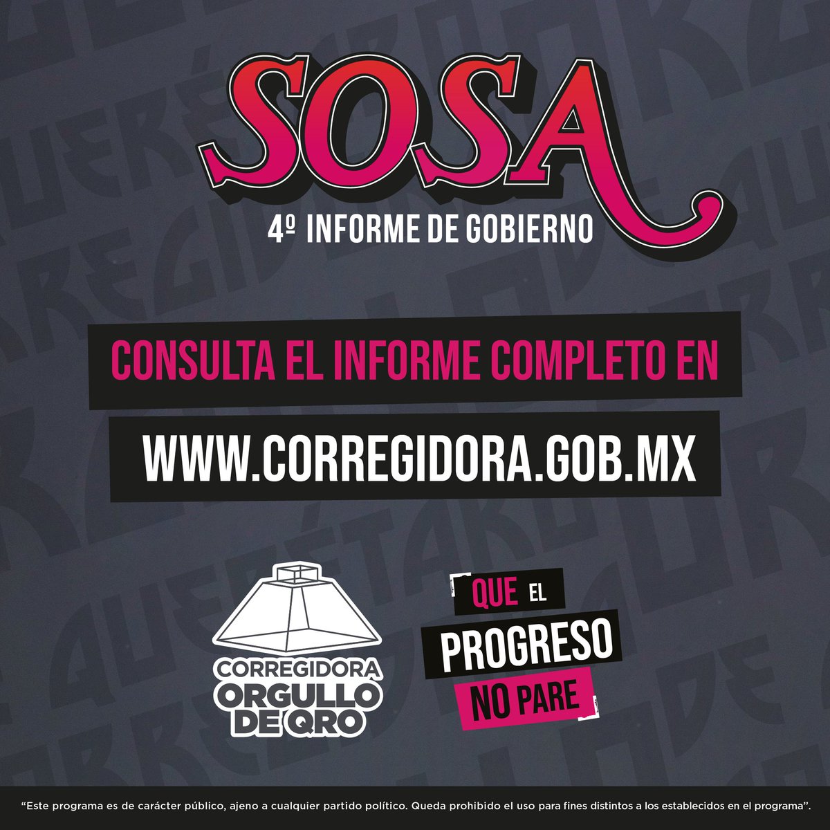 MpioCorregidora's tweet photo. Les compartimos que podrán encontrar el #Sosa4toInforme en https://t.co/prnzPS5J0g . Continuamos trabajando para hacer de #Corregidora el #OrgulloDeQuerétaro #QueElProgresoNoPare https://t.co/dDiXy7u9ic