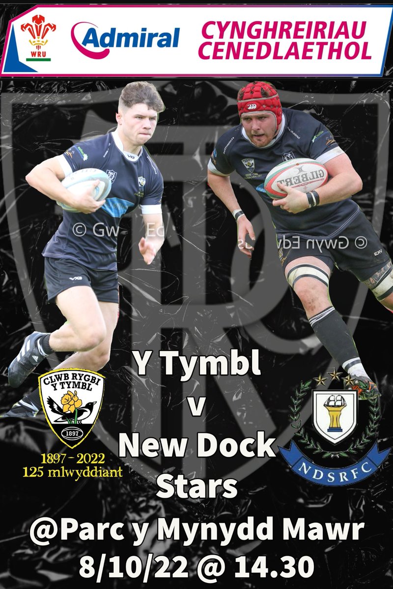⚫⚪ 1sts game switched to Tumble❗ 🆚 New Dock Stars RFC 🏆 Admiral League Division 3 West B 📆 Saturday ⏰ 2.30pm 📍 Home - Parc y Mynydd Mawr #YmlaenYPiod #YPiod125 ⚫⚪🏉