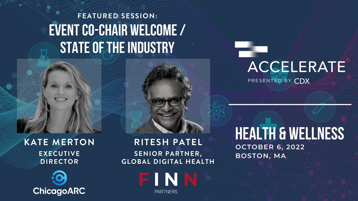 DX_Mag's tweet photo. Join us this Thursday in Boston for #CDXAccelerate: Health + Wellness as we bring together industry leaders including Chicago ARC's Kate Merton &amp; @ritters90 of @FINNPartners, leading a panel on the 'State of the Industry.'

Register here! https://t.co/IFyJupjih7 https://t.co/NwvAaqFxAZ