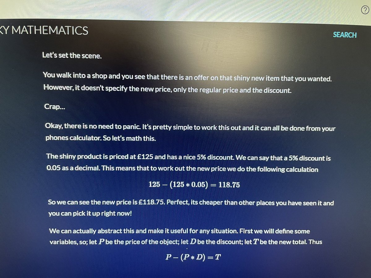 BetaRaddish's tweet image. So the #MathJax stuff is working. Now to think of the concept. Maths for the average person. Like useful skills.