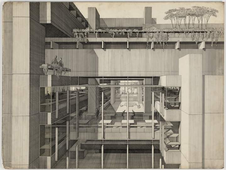 Paul Rudolph...
Art and Architecture Building, Yale University, New Haven, Connecticut, Partial exterior perspective...1958
#architecture #arquitectura #drawing #PaulRudolph #Perspective 
moma.org/collection/wor…
