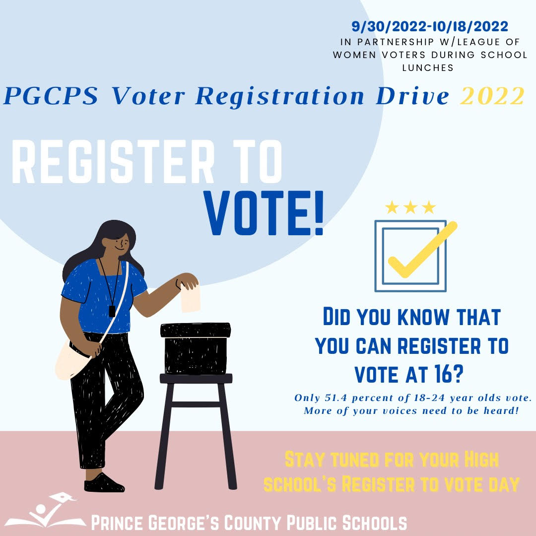 PGC_BOE's tweet photo. Let your voices be heard and register to vote today. #PGCPS #pgcpsproud #PGCPSVoterRegistrationDrive https://t.co/WzuR5TolOU
