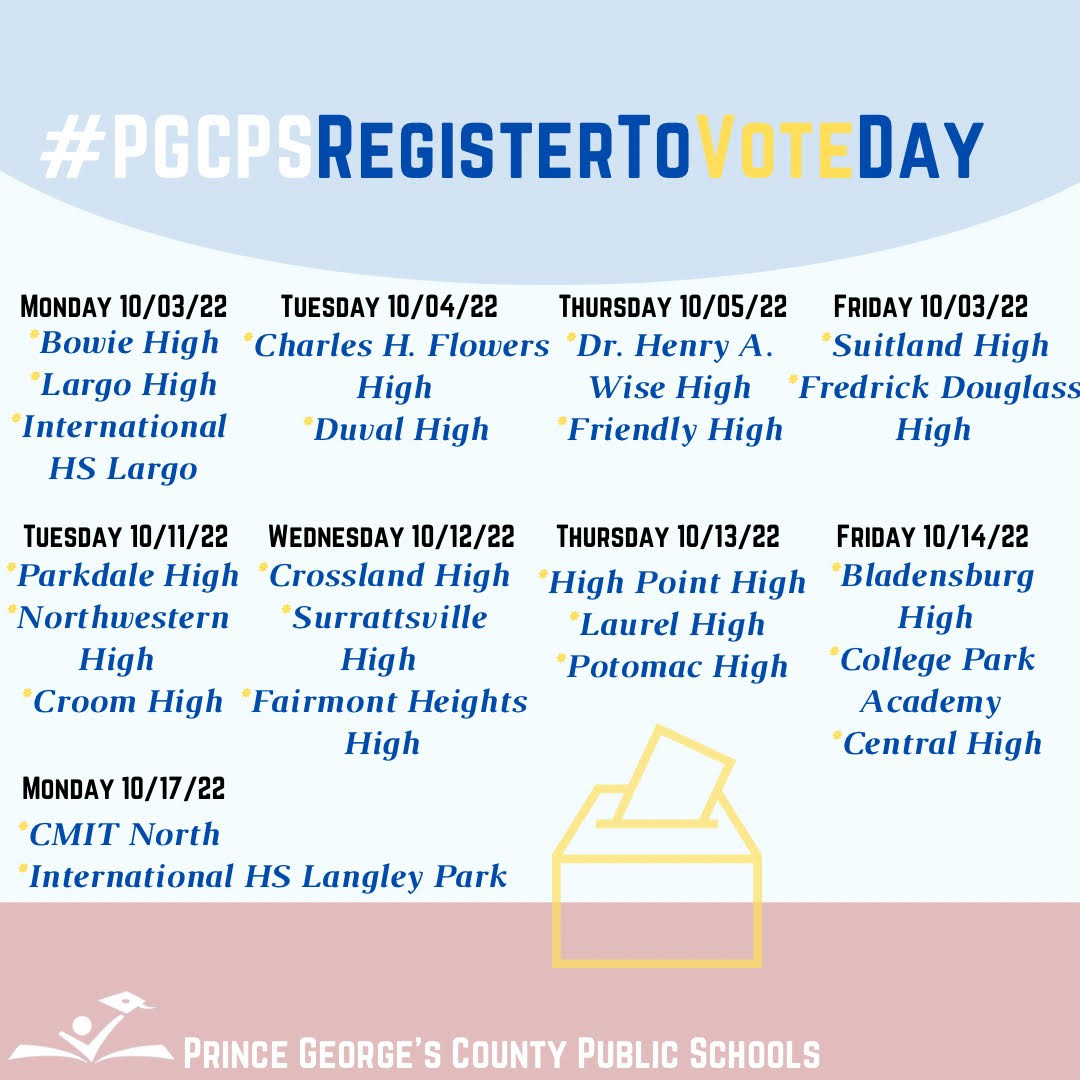 Let your voices be heard and register to vote today. #PGCPS #pgcpsproud #PGCPSVoterRegistrationDrive