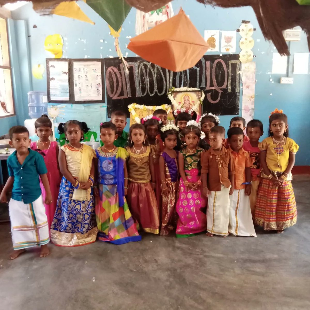 OceanStarsTrust's tweet photo. Today is Saraswathi Pooja day and our Ocean Stars Lanka preschools spent the day celebrating this Hindu festival in honour of the God of education.
The children dressed in traditional clothes and had a special meal as well as honouring God Saraswathi with flowers. https://t.co/R11l47ckVA