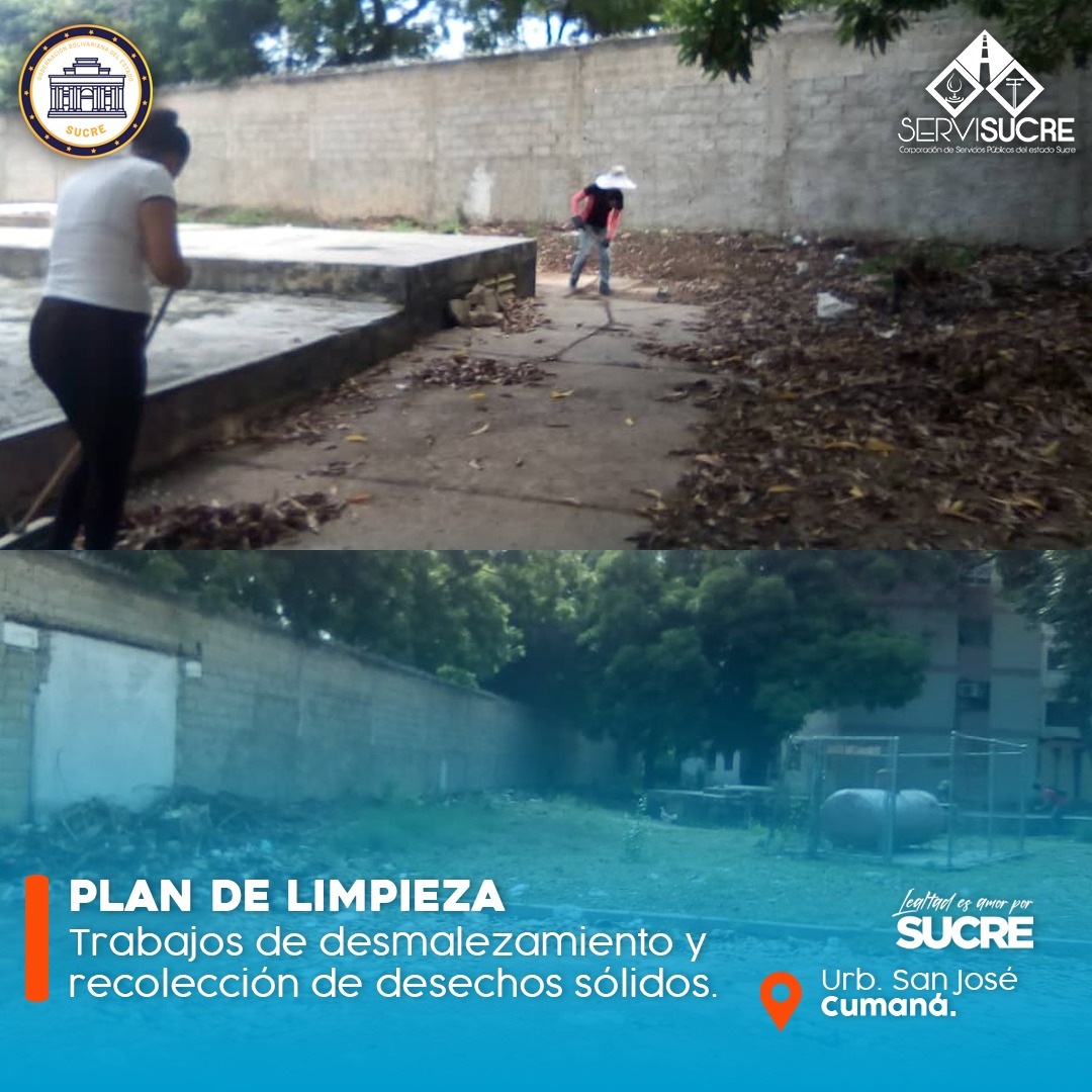 #03Oct || Más de 450 familias de la Urb. San José en Cumaná, fueron beneficiadas gracias a los trabajos de desmalezamiento y recolección de desechos sólidos realizados por el equipo operativo de SERVISUCRE. 

@GPintoVzla
<a href="/NicolasMaduro/">Nicolás Maduro</a>

#RegresoAClases