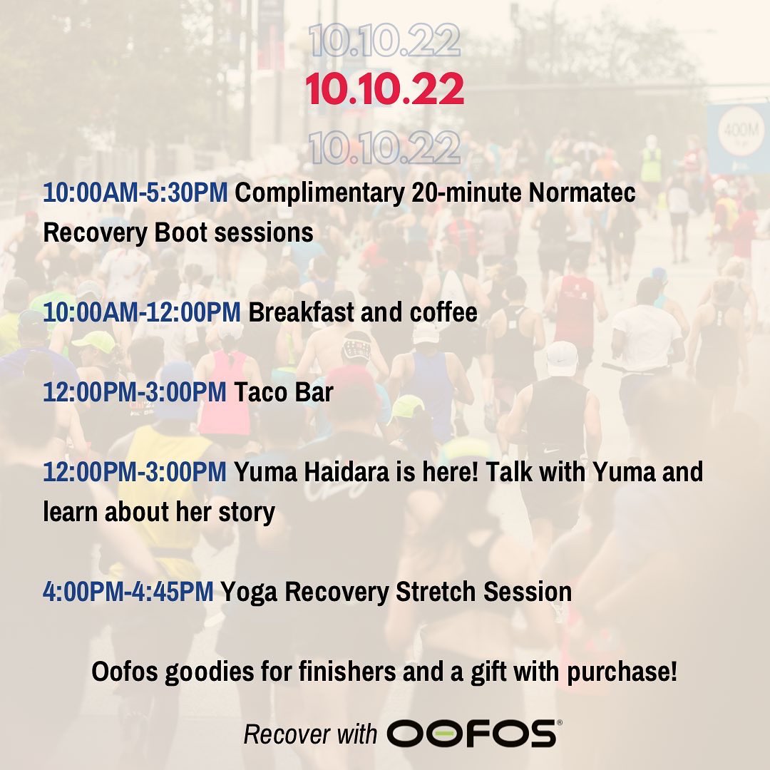 napervillerunco's tweet photo. It’s @chimarathon week, y’all!🎉

This year, we are partnering with @oofos to bring you the NRC x Oofos Recovery Room. Learn more here: https://t.co/8rvqvvCytv 

#ChicagoMarathon https://t.co/ZtBHTgNADX