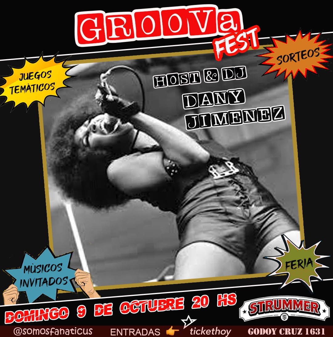 Este domingo 9 de octubre (lunes feriado) hacemos la primera Groova Fest. Voy a conducir y a estar pasando puro funk en <a href="/StrummerBar/">StrummerBar</a> de Palermo.
Además, habrá juegos, sorteos, feria, música en vivo y algunas sorpresas. Las entradas se consiguen por tickethoy.  Capacidad limitada.