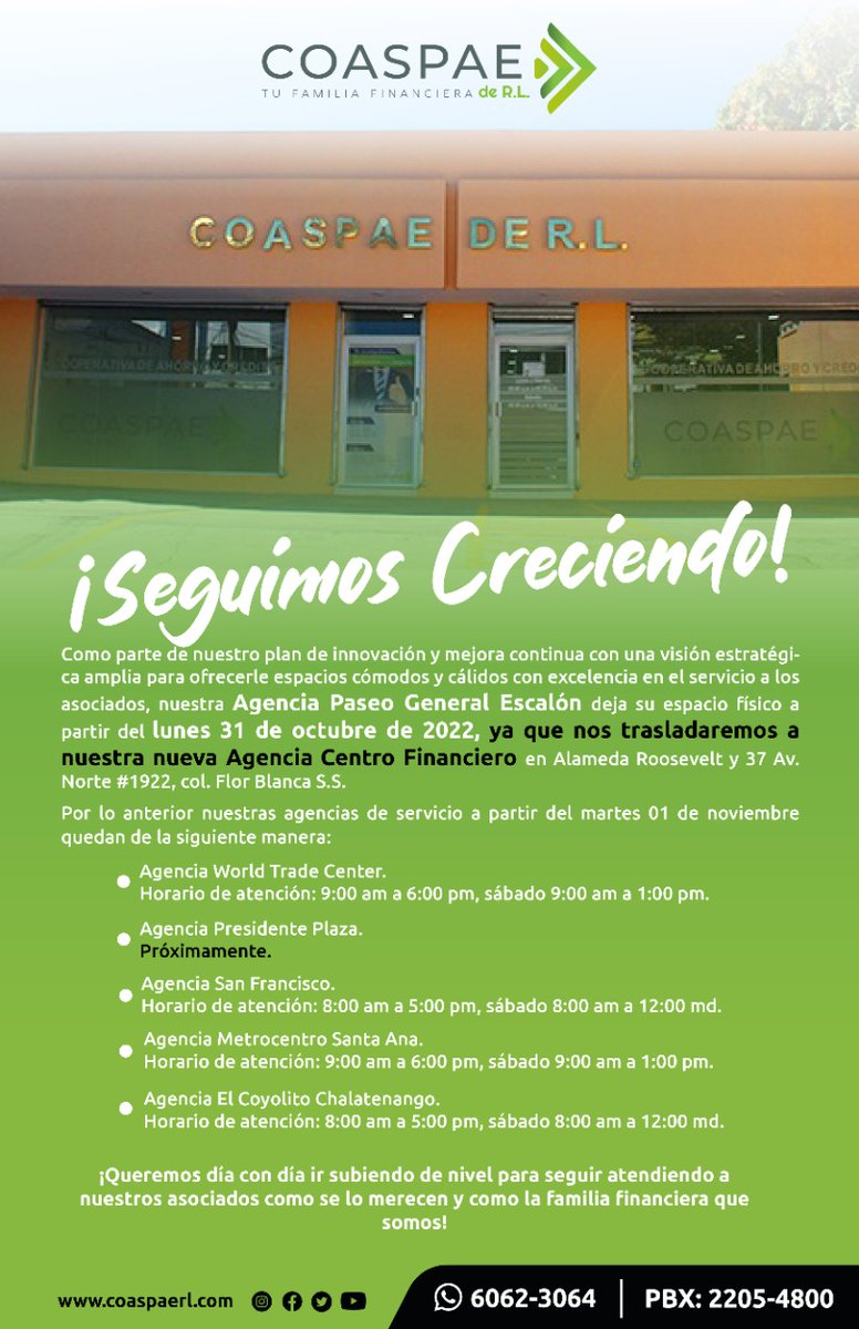 coaspaerl's tweet photo. A nuestros asociados comunicamos: https://t.co/K7qV5Wvlws