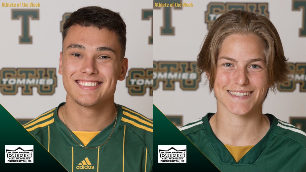 This week's Supplement King Athlete's of the Week are Josh Oakes of MSOC and Carolyne Roy of WSOC

Josh and Carolyne stepped up in a big weekend for the Tommies'. Roy scored twice in two victories while Oakes shut it down defensively in a pair of wins

 Congrats, Josh&amp;Carolyne!