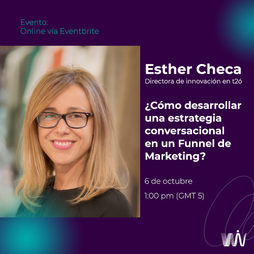 WomeninVoicemx's tweet photo. 📢 🙌 ¡¡No puedes perderte nuestro #WIVevent de octubre!!, tenemos a Esther Checa como invitada especial🤩 🤩 nos contará sobre cómo podemos vincular una #EstrategiaConversacional en un funnel de #Marketing
👉 Registro: https://t.co/RDihEvXpxf https://t.co/zUaP7ZUU3n