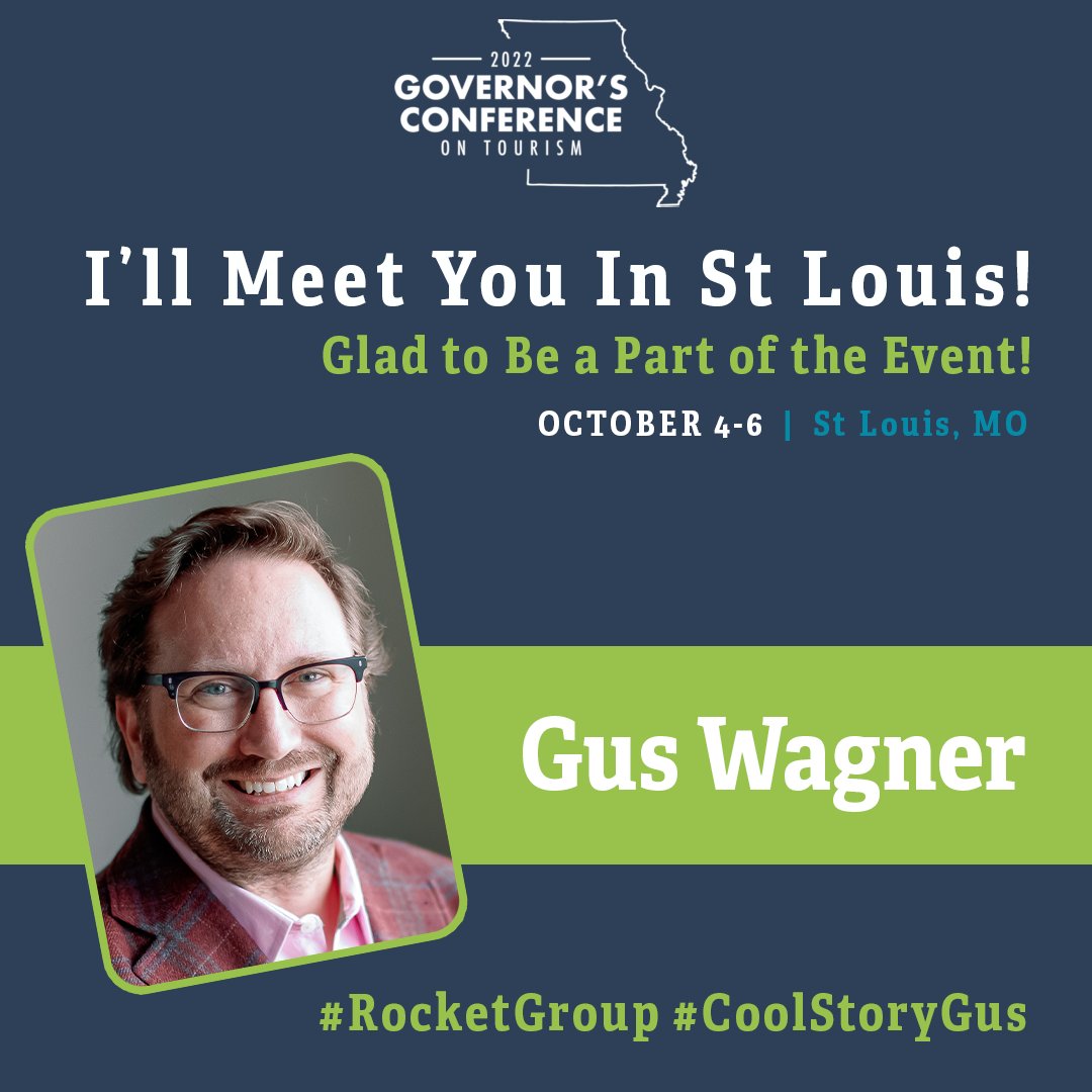 Looking forward to seeing our friends, and clients!, at the Governor's Conference on Tourism this week in St. Louis! 

#RocketGroup #CoolStoryGus #ThatsMyMO
