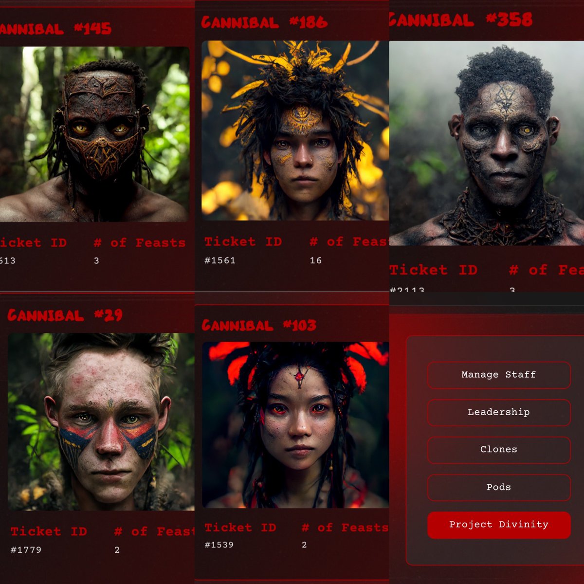 Dashboard is here and my cannibals have been hungry <a href="/thecannibalsnft/">the cannibals | FEASTING NOW</a> 
Golden boy is my serial muncher
So much more to come
Now you can check how many times each cannibal has feasted before you buy for any new investors 
#NFTCommunity #NFTGame #nftart #NFTProject