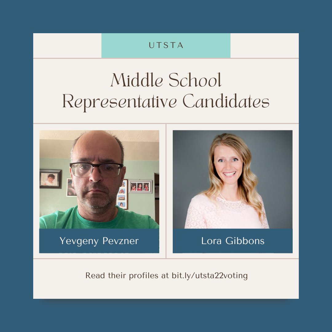 UtSTA members will have the chance to vote for representatives for their grade level at Friday's conference. Read up on the candidates now at bit.ly/utsta22voting #UtSciEd #utahteacher #scienceeducation