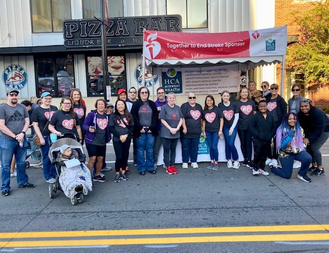 HCAMidwest's tweet photo. HCA Midwest Health employees laced up their shoes to participate in the #KCHeartWalk to raise funds and awareness for @AHAKansas. https://t.co/Eb9KfsDt5A
