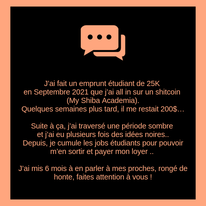 UlysseEclaireur's tweet photo. J’ai mis 6 mois à en parler à mes proches, rongé de honte, faites attention à vous !

#anecdotes #Crypto #confessions #cryptomonnaie https://t.co/ZjDbqJMvH5