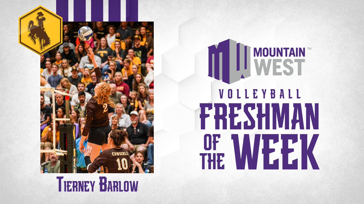 MountainWest's tweet photo. .@WYO_Volleyball's Tierney Barlow averaged 2.40 kills, 2.8 points and 0.50 blocks per set in the Cowgirls' two wins last week!⁠
⁠
#AtThePEAK | #MWVB | #MakingHerMark | #GoWyo https://t.co/rMhRjQP8pV