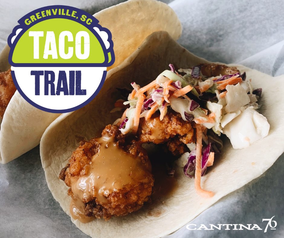 Cantina76's tweet photo. Hey #Cantina76GVL! We are a stop on @Greenville_SC's Taco Trail! Come into our location + grab your Taco Trail Passport, have a Peruvian shrimp taco + ask for the codeword to check #Cantina76 off your taco journey! 🌮 Visit this site for details ➡️ https://t.co/QJxjtlC2lU https://t.co/VDD8LklZts