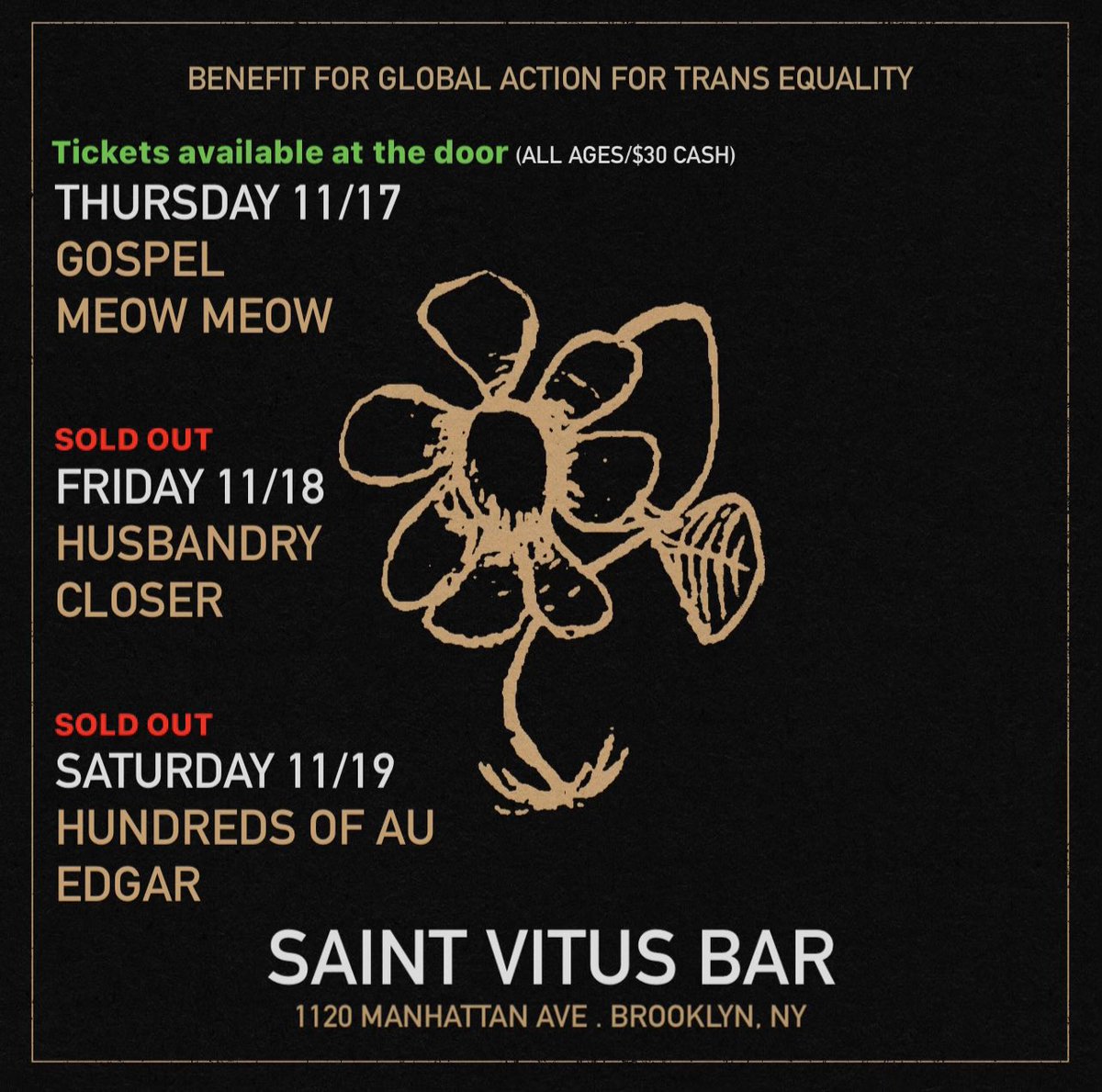 HusbandryNYC's tweet photo. If you caught me a few deep at the bar in the last two weeks, I told you about this. But if not - we’re opening the 11/18 @saintvitusbar #saetia show! https://t.co/hZxSyBXYYQ