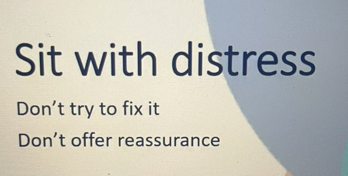 As clinicians we want to fix things. However it’s important we learn to sit with distress when having a tender conversation.