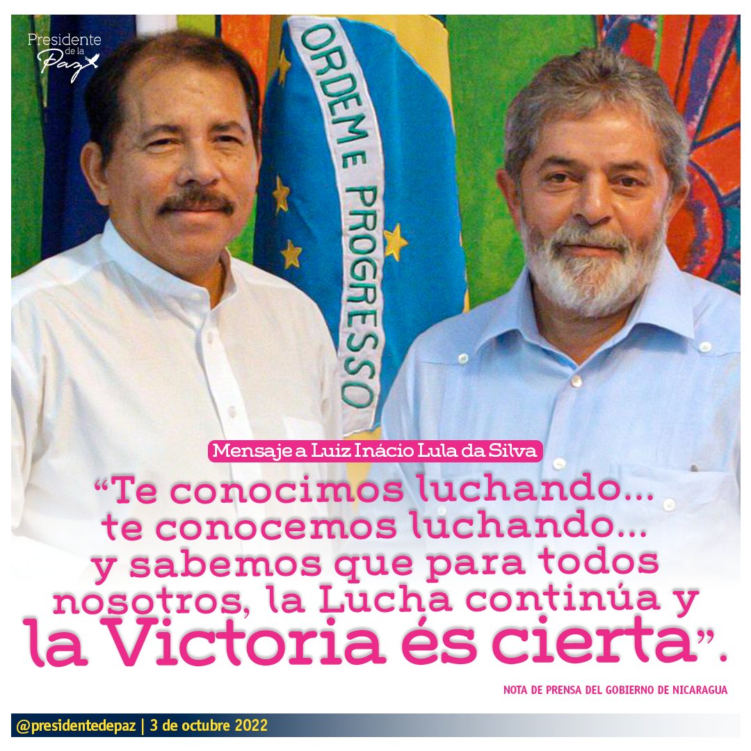 .@LulaOficial Estamos con Vos... y tod@s l@s Compañer@s del PT, recorriendo Nuevos Caminos para los Nuevos Tiempos de Alegría y Bienestar, de confianza y lucidez, de Vida y Verdad, para tu Pueblo y para nuestro Continente. diariobarricada.com/2022/10/03/nic…