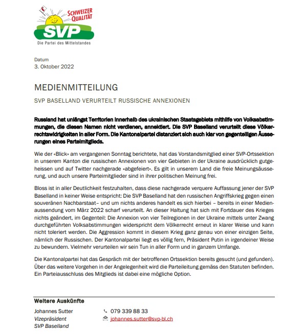 JSVP_GR's tweet photo. Der JSVP GR sind zwar keine derartigen Äusserungen ihrer Mitglieder bekannt, jedoch finden wir es sehr wichtig zu unterstreichen, dass wir die von den Basler Kollegen formulierte Position voll und ganz unterstützen. https://t.co/QknJVFpPDN