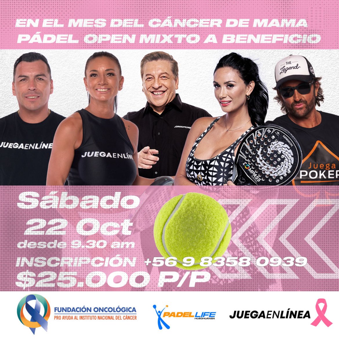 👚💟 En este 𝙈𝙀𝙎  𝘿𝙀𝙇 𝘾𝘼𝙉𝘾𝙀𝙍 𝙈𝘼𝙈𝘼 todos a apoyar!!! La @fundaciononcologica junto con <a href="/padel_life/">Padel Life Huechuraba</a> y <a href="/JuegaEnLineaCL/">Juega en línea Chile l Casino online</a> organizan este 𝙊𝙋𝙀𝙉 𝙈𝙄𝙓𝙏𝙊 𝘼 𝘽𝙀𝙉𝙀𝙁𝙄𝘾𝙄𝙊. Todos a inscribirse!  #melajuego cancerdemama #juegaenlinea #padellife #padel <a href="/PeakCL/">AGENCIA PEAK</a>