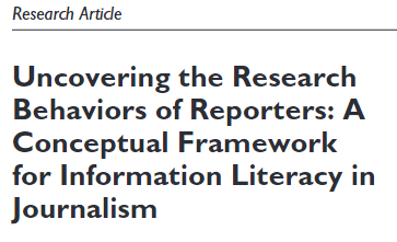 OMG, it's out! Our research team spent years interviewing journalists from all over the country about their information seeking behaviors and mapped their responses to the <a href="/ALA_ACRL/">ACRL</a> framework for info literacy. My first publication in a comm journal. doi.org/10.1177/107769…