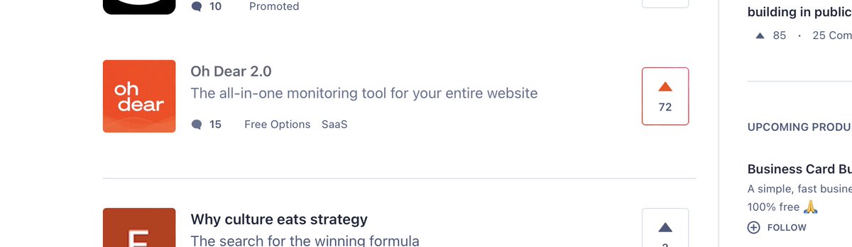 🤩 Nice, <a href="/OhDearApp/">Oh Dear</a> is featured on the Product Hunt homepage 
producthunt.com