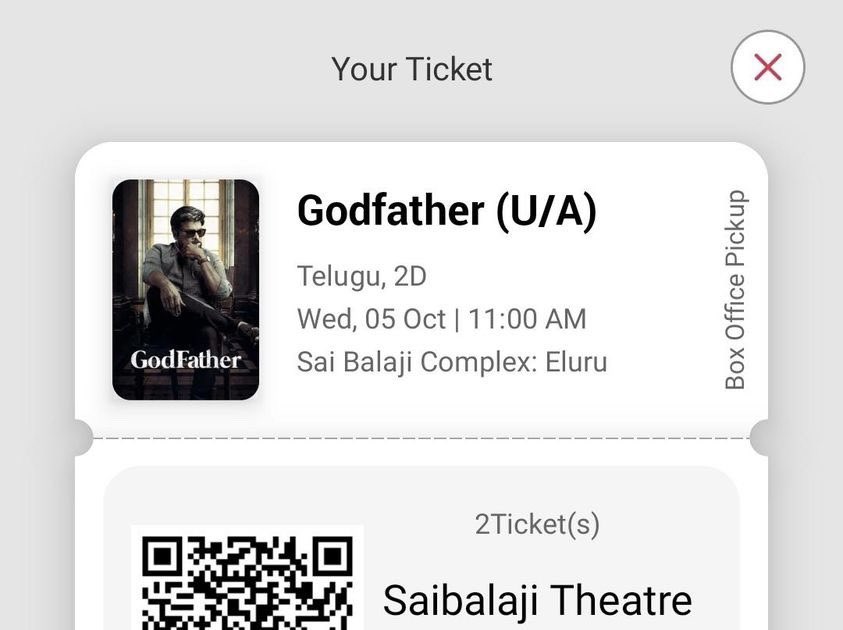 #Godfather #Eluru @KChiruTweets @AlwaysRamCharan #GodFatherTrailer #GodFatherOnOct5th #GodfatherTitleSong 
Ready for the boss re entry on theatres 💥🔥
Tickets booked 🥵