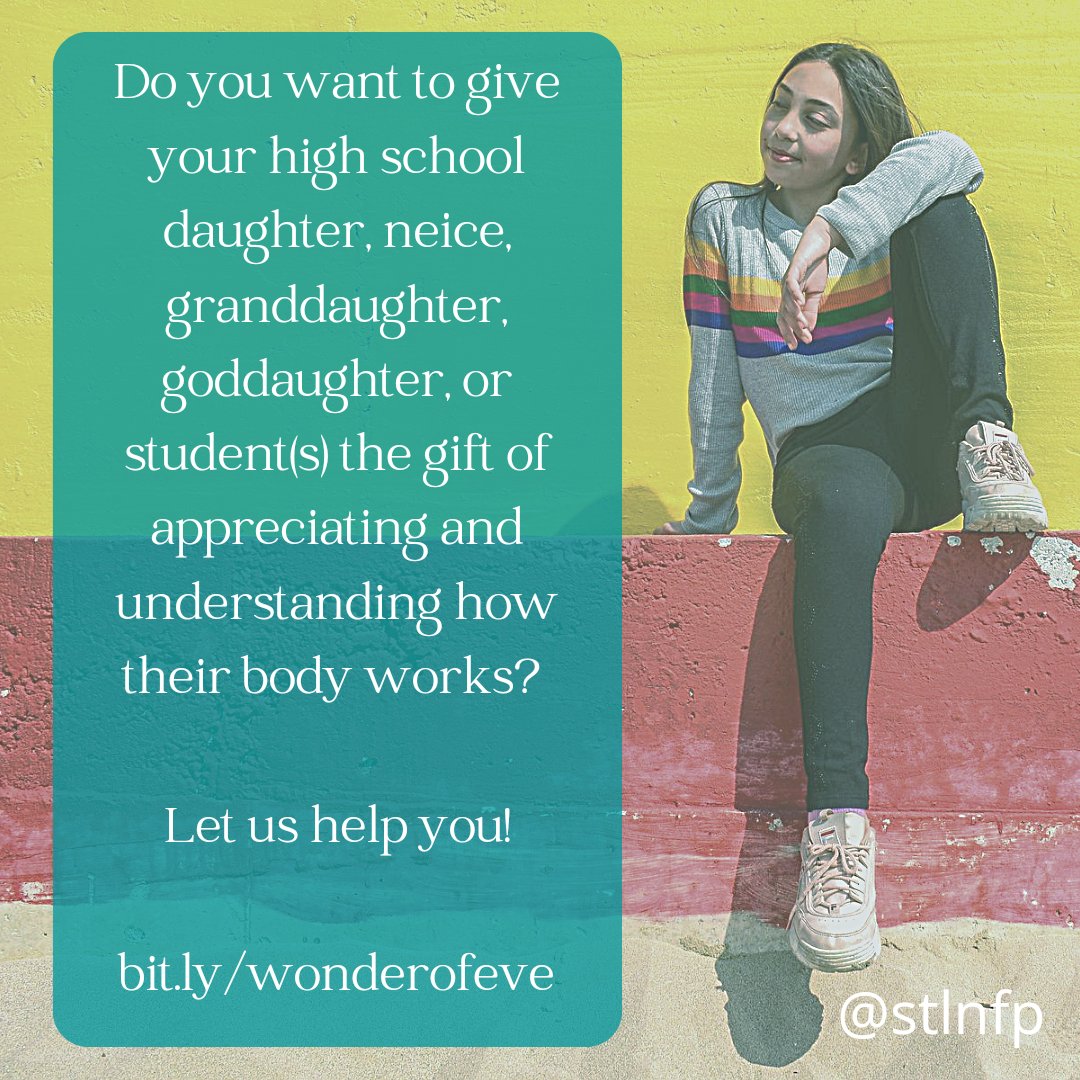 STLNFP's tweet image. How do you respond when your high school aged daughters or female students want to know about their cycles and fertility? Our Wonder of Eve presentation is free of charge to local groupsl! bit.ly/wonderofeve #wonderofeve #teenhealth #womenshealth