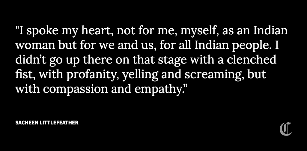 sfchronicle's tweet photo. Days before her last public appearance, Sacheen Littlefeather spoke to The Chronicle about her famous Oscar speech in 1973:

“What I said that night was the truth.”

Read more: https://t.co/YwS6u5VDbw https://t.co/0mywGE5ZKr