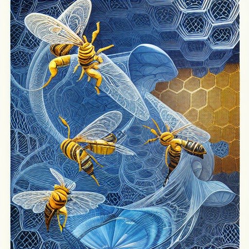 MoonCake96's tweet photo. Bees are also architects- made with @NightCafeStudio 

https://t.co/ugKad6fnve

#aiart #nightcafe #digitalart https://t.co/F6pBqJBcmw