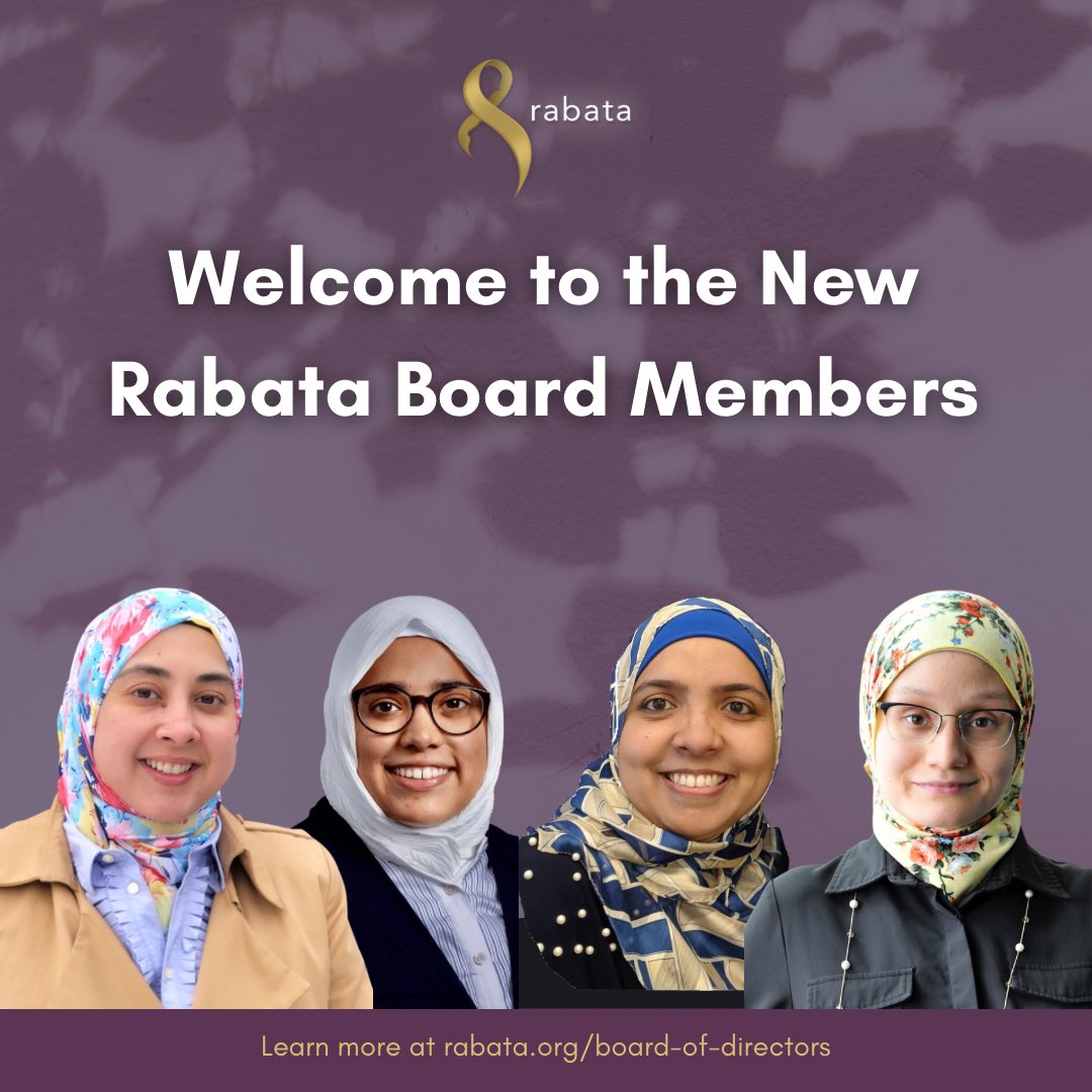 Rabata_Org's tweet photo. Join us to congratulate four new members to our Board of Directors: (from right to the left) Hazel Gomez, Dr. Mona Islam, Soofia Ahmed, and Tayyaba Syed.📍Learn more about our Board Members at https://t.co/TvtS3bOAmu https://t.co/GmJvnfB8V1