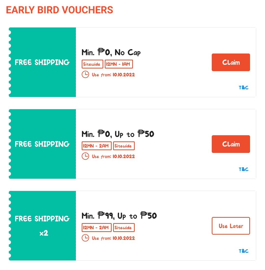 ShoppingDayPH's tweet photo. Shopee Early Bird Vouchers!!
5% to 15% Discount Vouchers &amp; Shipping Discounts! 

Claim all Vouchers: https://t.co/HEByqJVDXT

#ShopeePH https://t.co/KG9LX5yKsP